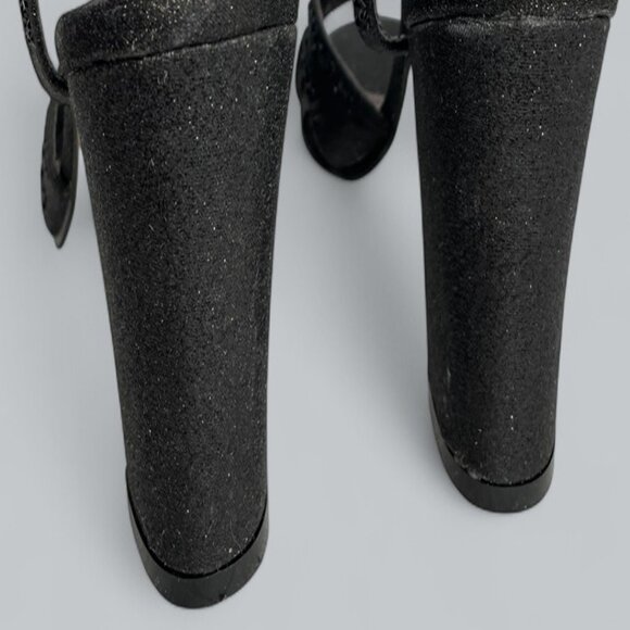 Valenti Franco Strappy Sandal Black Glitter Beaded High Heel Shoes Women's 7.5 - Picture 7 of 11